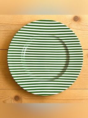 Vintage Ralph Lauren Home Cricket Stripe 14" Plate Serving Platter Green White